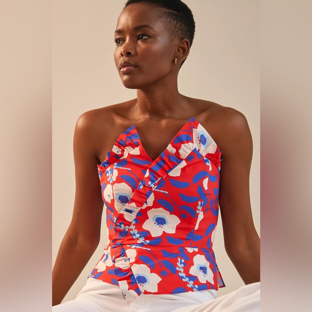 NWT Anthropologie Hutch Strapless Floral Ruffle Top - Picture 1 of 12
